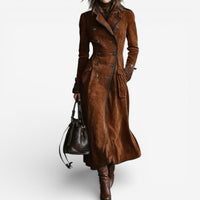 Nathaly™ Trench em pele nobuck
