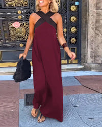 Filipa | Vestido Maxi com Decote Cruzado em Contraste