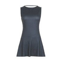 Vestido mini de bolinhas sem mangas para mulher com cintura ajustada