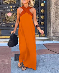 Filipa | Vestido Maxi com Decote Cruzado em Contraste