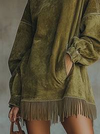 Amalia | Vestido com gola alta e franjas