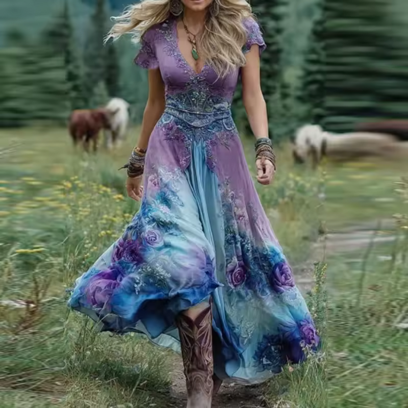 Celestine |Vestido floral fluido e sob medida