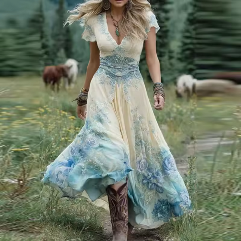 Celestine |Vestido floral fluido e sob medida