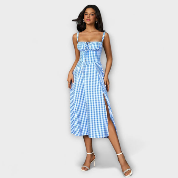 Upanje - vestido rosa com detalhe de abertura