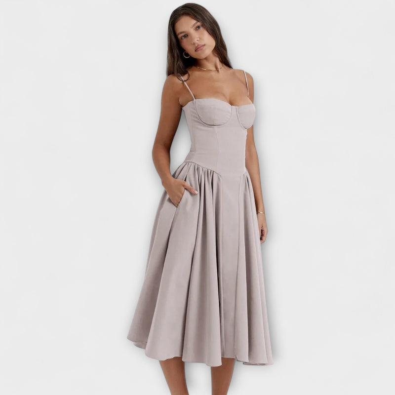 Rosalie - vestido elegante com corpete sem mangas