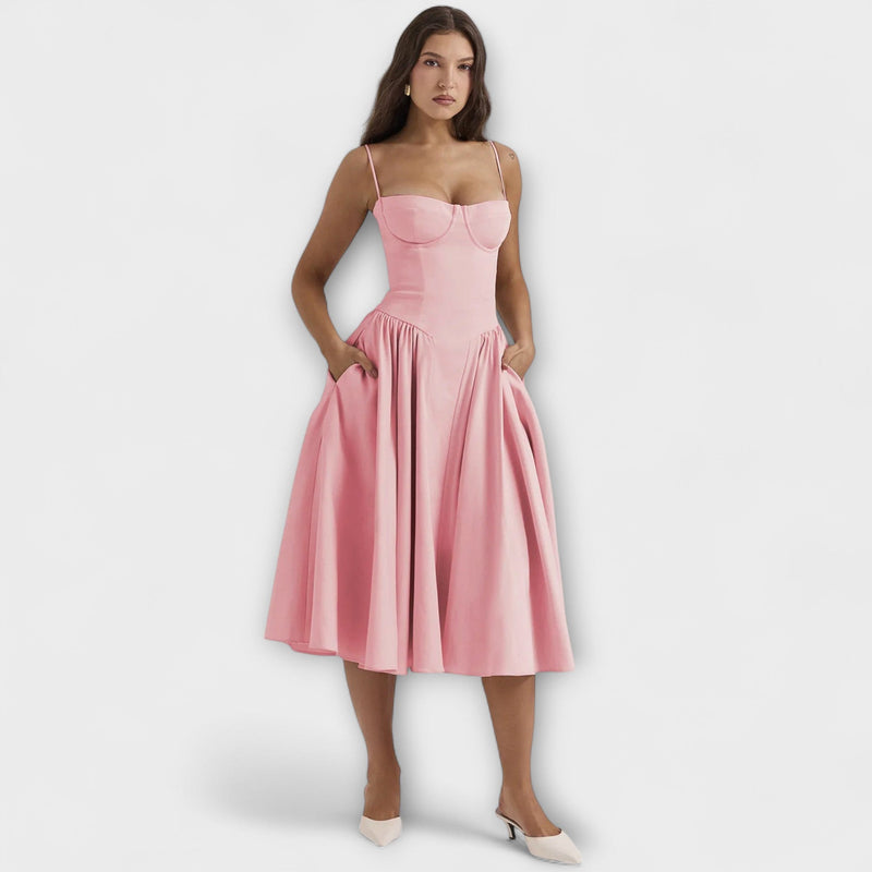 Rosalie - vestido elegante com corpete sem mangas