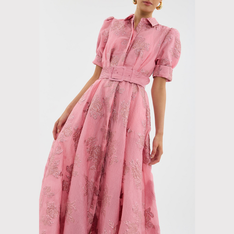 Beatrice | Vestido rosa com mangas bufantes para Mulher