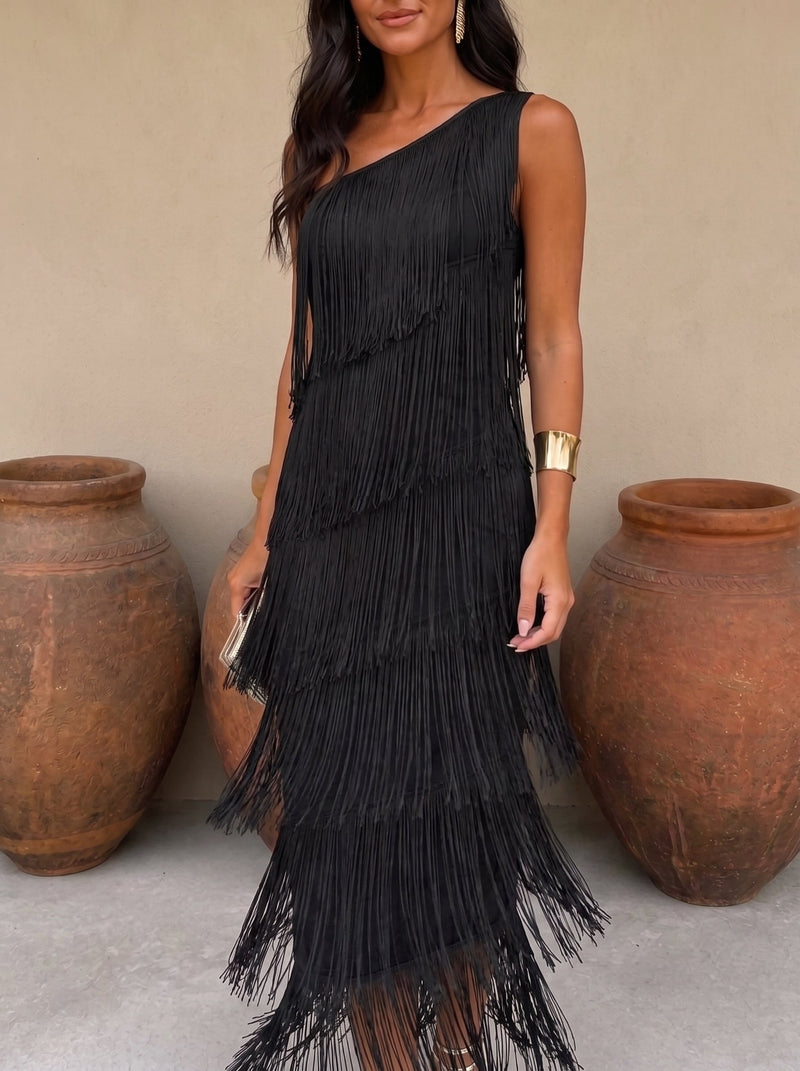 Laura | Vestido com Detalhes em Franja