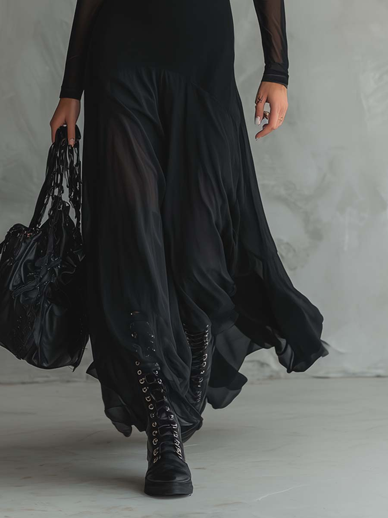Tilda | Vestido Maxi Preto Solto