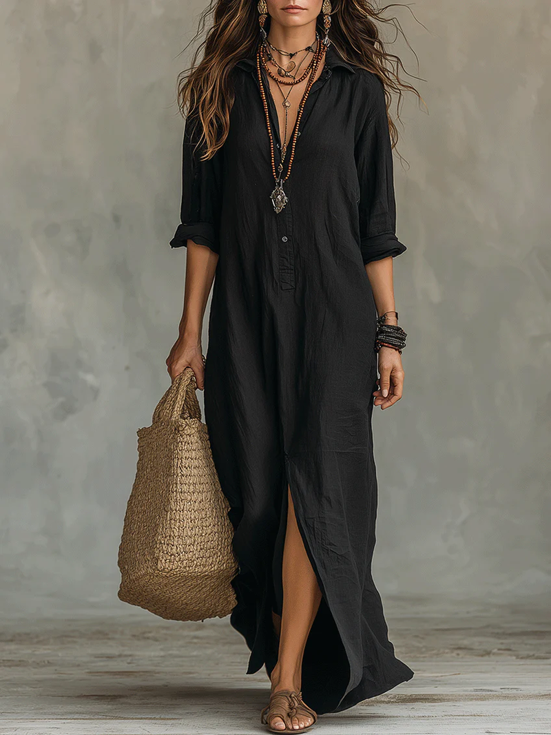 Agnes | Vestido longo com botões
