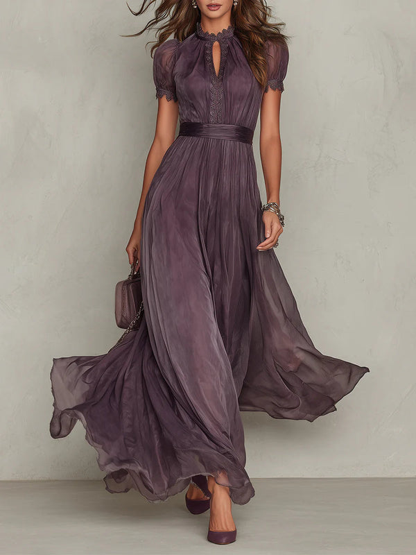 Flavia | Vestido longo lilás com decote em forma de chave