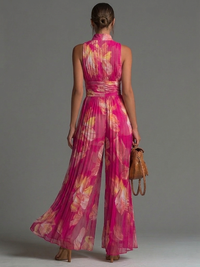 Leabella | Macacão Plissado Floral Fúcsia