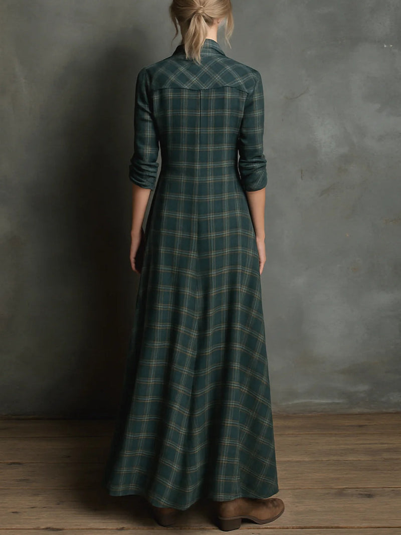 Valentina | Vestido xadrez longo