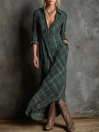 Valentina | Vestido xadrez longo