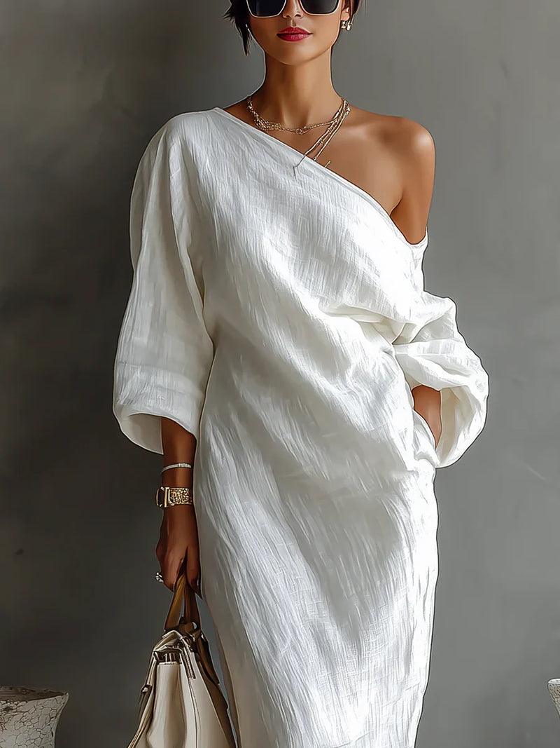 Melisa | Vestido maxi assimétrico, elegante e fluido