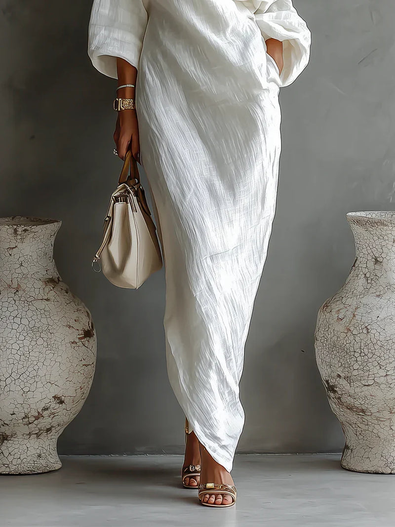 Melisa | Vestido maxi assimétrico, elegante e fluido