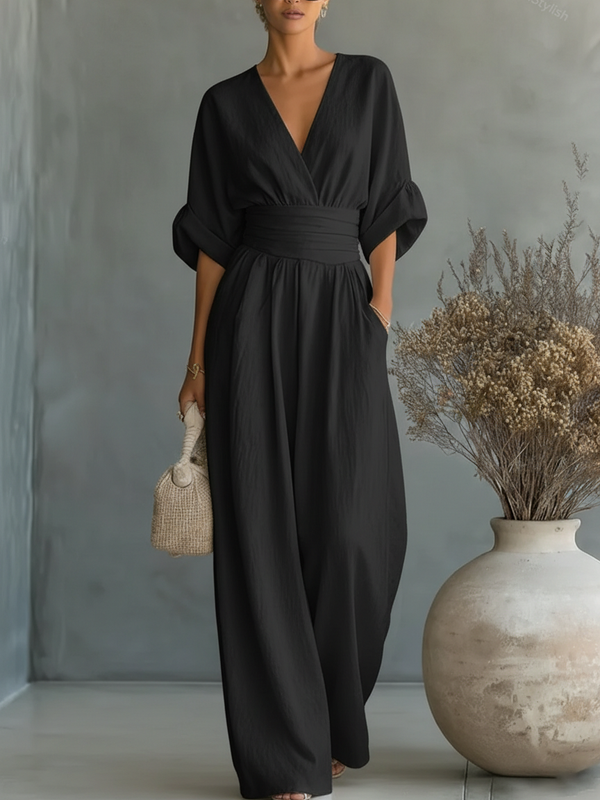 Maja | Macacão Elegante com Decote em V e Cintura Alta