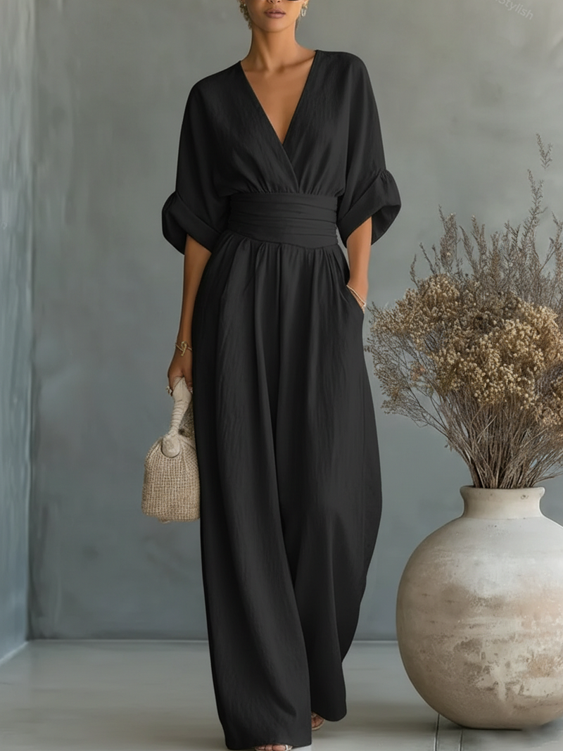 Maja | Macacão Elegante com Decote em V e Cintura Alta