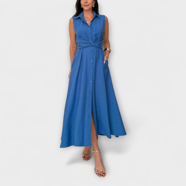 Mira - Vestidos midi impressionantes com fecho monocromático e detalhe de atar