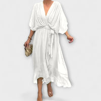 Amoura - vestidos de chiffon com decote em V