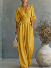 Maja | Macacão Elegante com Decote em V e Cintura Alta