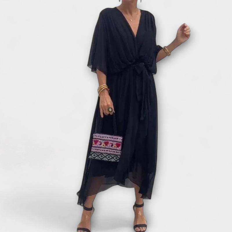 Amoura - vestidos de chiffon com decote em V