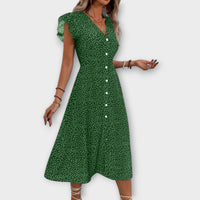 Vestido midi elegante com bolinhas