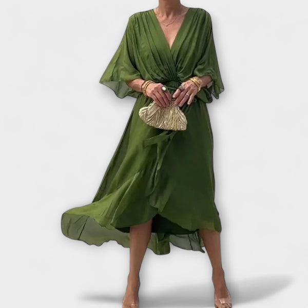 Amoura - vestidos de chiffon com decote em V