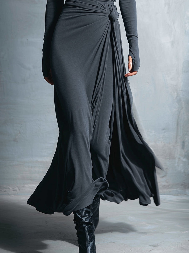 Alba - Vestido longo com nó lateral