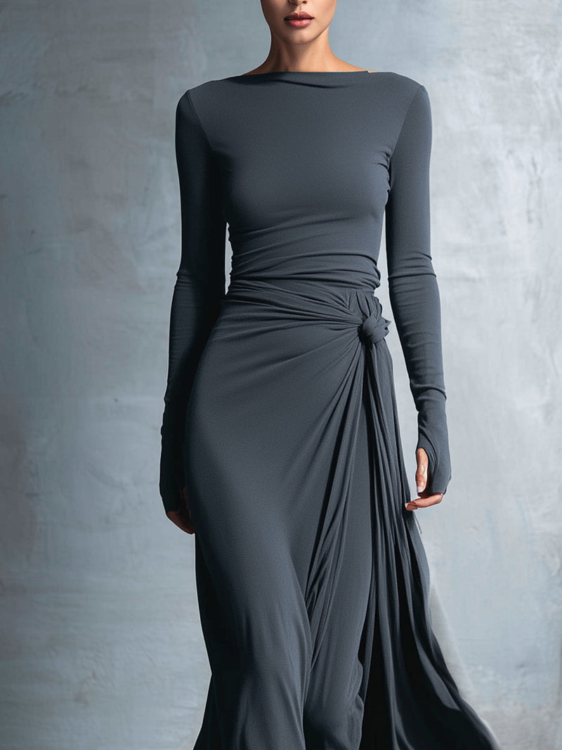 Alba - Vestido longo com nó lateral