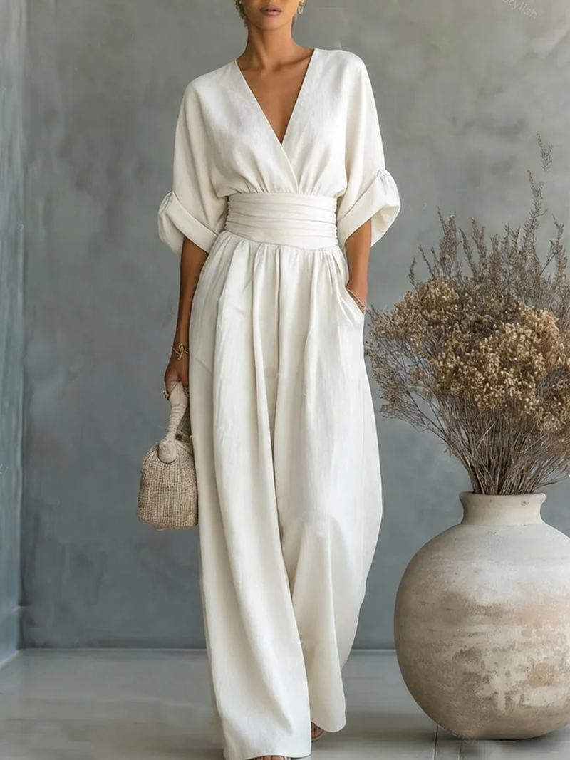 Maja | Macacão Elegante com Decote em V e Cintura Alta