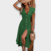 Vestido midi elegante com bolinhas