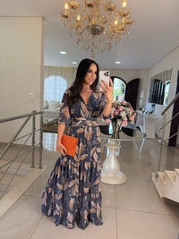 CLAUDIA | Vestido longo floral com caimento confortável para dias elegantes