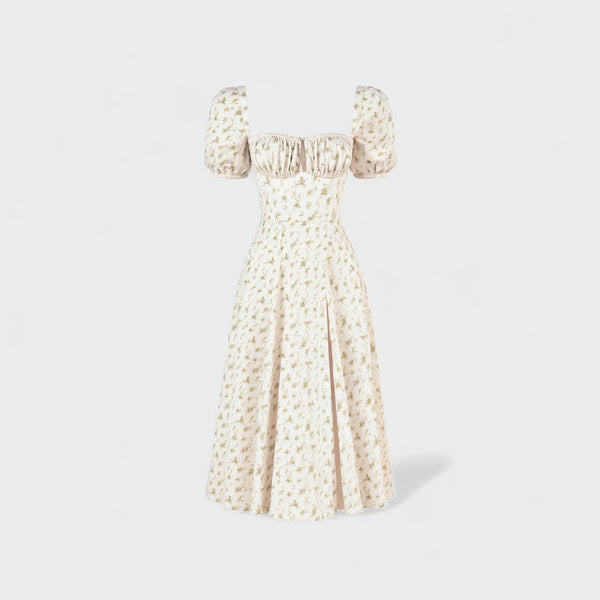 Helena - Vestido Verão com Decote Quadrado