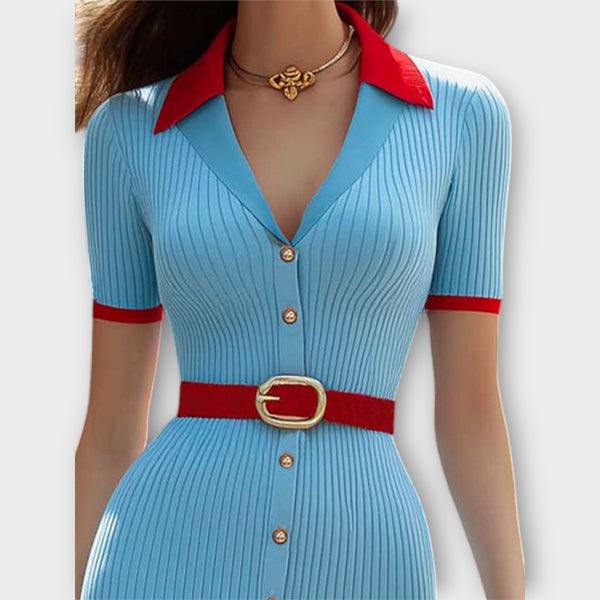 Sina - Vestidos ajustados a riscas em azul pastel com estilo