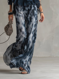 Ludovica | Conjunto Elegante com Top de Gola Alta e Calças Largas Impressas