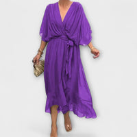 Amoura - vestidos de chiffon com decote em V
