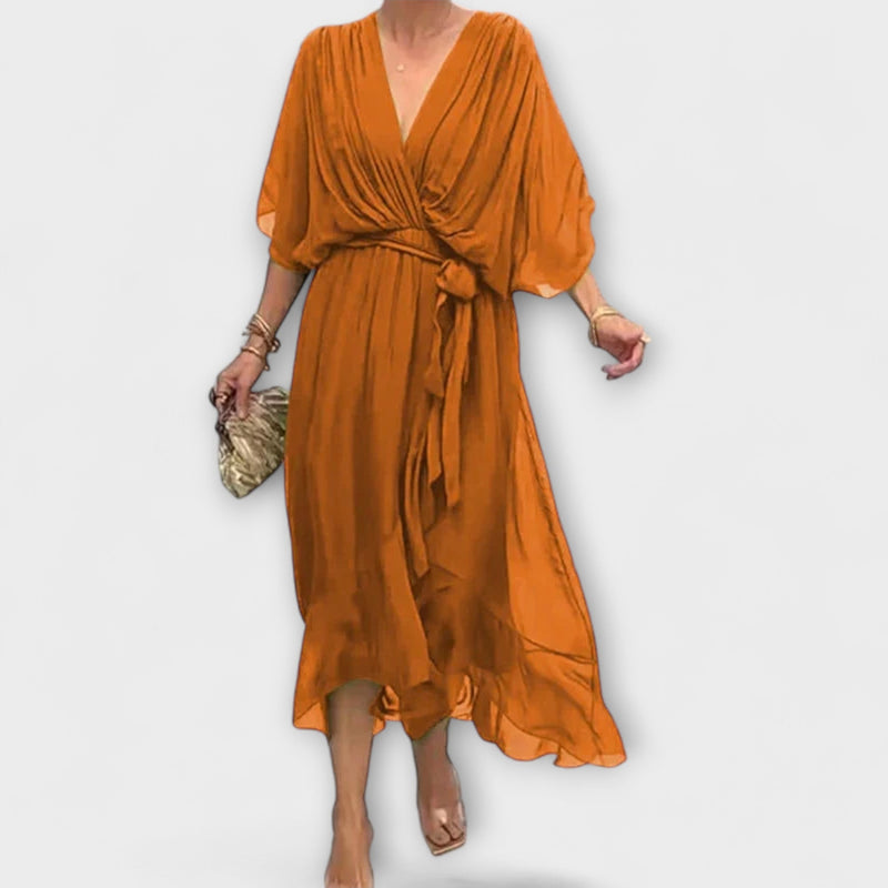 Amoura - vestidos de chiffon com decote em V