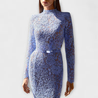 Freya - Vestido midi elegante de renda floral