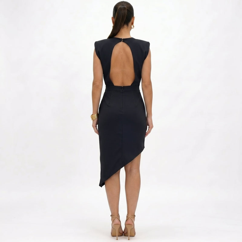 Aurora | Vestido Assimétrico com Ombros Estruturados