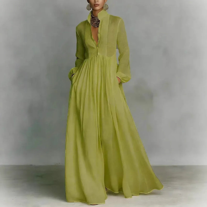 Elisa | Vestido plisado de manga longa