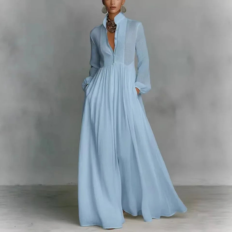 Elisa | Vestido plisado de manga longa