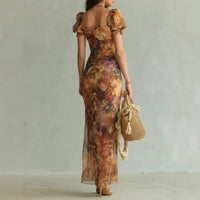 Alina | Vestido Maxi Floral Elegância Atemporal