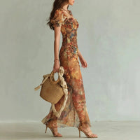 Alina | Vestido Maxi Floral Elegância Atemporal