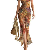 Alina | Vestido Maxi Floral Elegância Atemporal