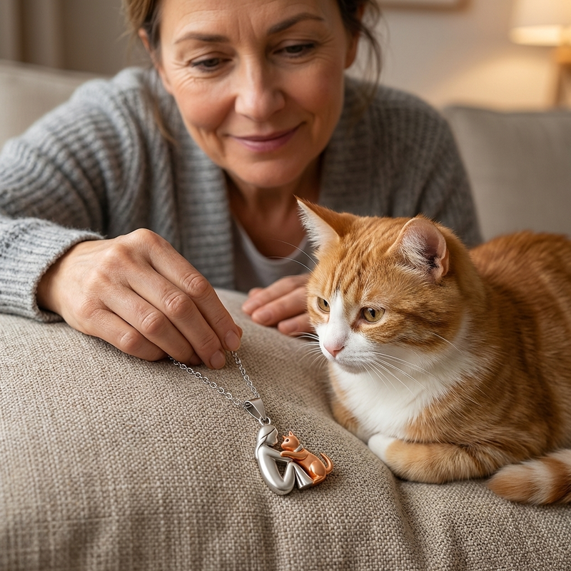 Amor de Quatro Patas - Colar com Pingente de Gato