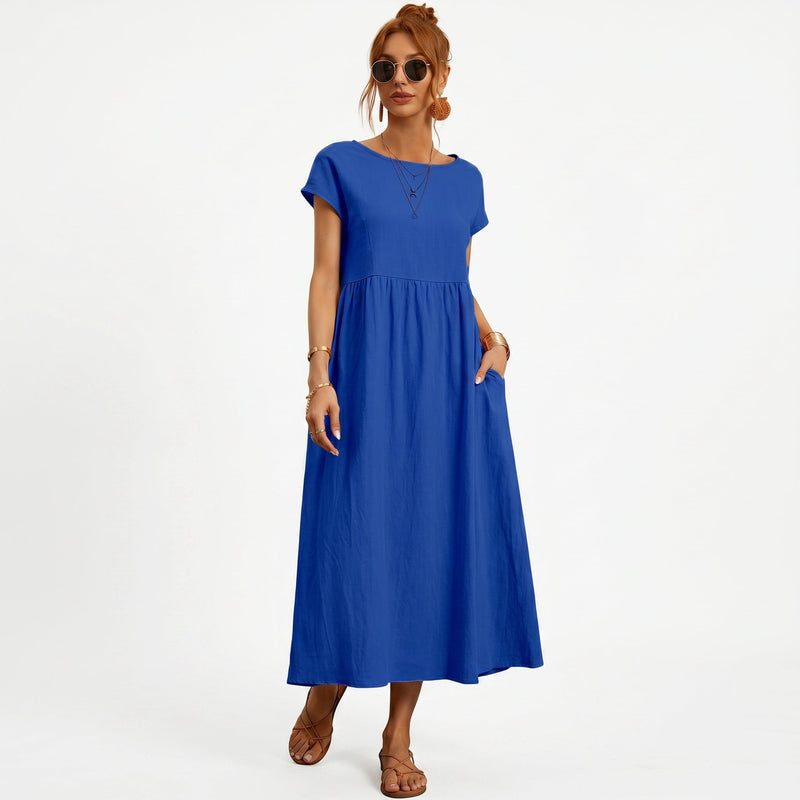 Inês | Vestido Midi em Algodão com Bolsos