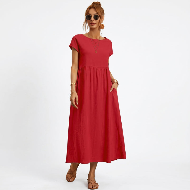 Inês | Vestido Midi em Algodão com Bolsos