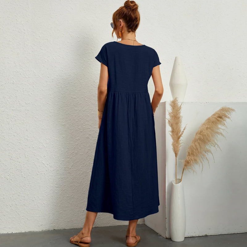 Inês | Vestido Midi em Algodão com Bolsos