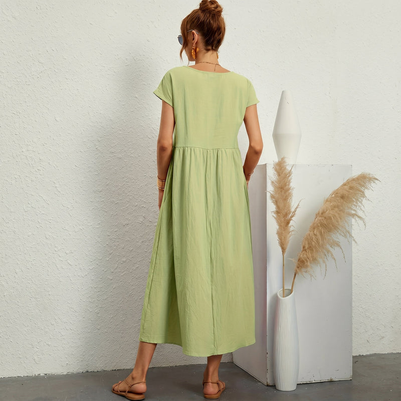 Inês | Vestido Midi em Algodão com Bolsos